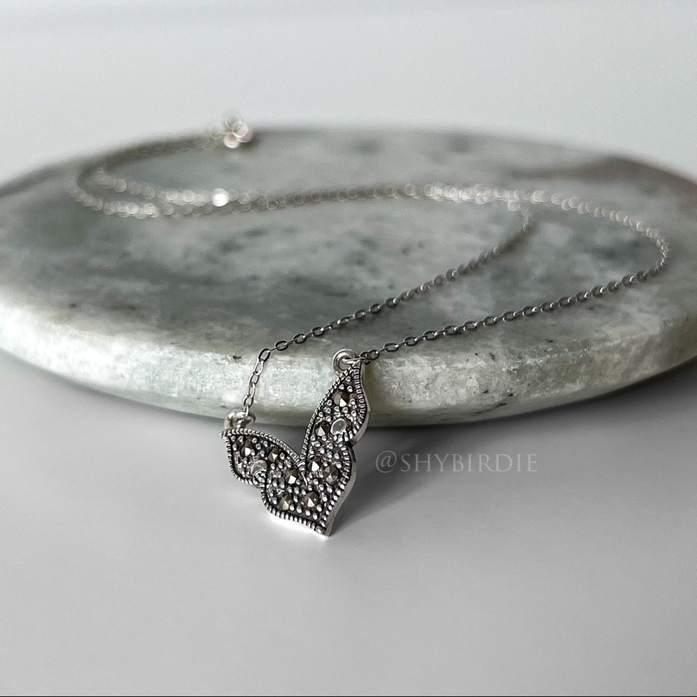 NEW Artisan Marcasite & Sterling Silver Pendant Necklace